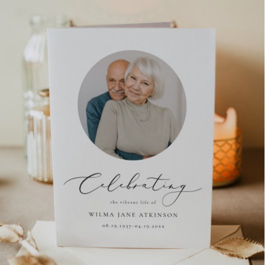 EVELYN Elegantes Script Memorial Beerdigung Progra Karte