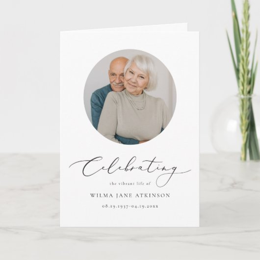 EVELYN Elegantes Script Memorial Beerdigung Progra Karte (Vorderseite)