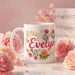 Evelyn Floral Musikliebhaber Glitzer-Tasse Kaffeetasse