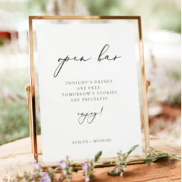 EVELYN Modernes elegantes Calligraphy Open Bar Dri Poster