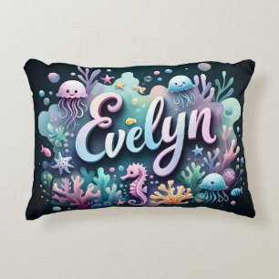 Evelyn Name Ocean Theme Decorative Sea Life Dekokissen