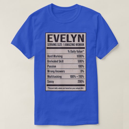 Evelyn Nutrition Facts Name Nickname Alias Titel F T-Shirt (Design vorne)