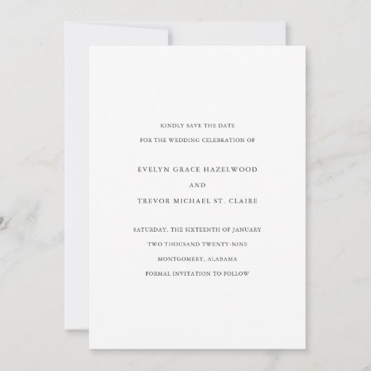 Evelyn Simple Elegant Wedding Save The Date (Vorderseite)