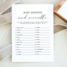 EVELYN Word Scramble Baby Showkarte