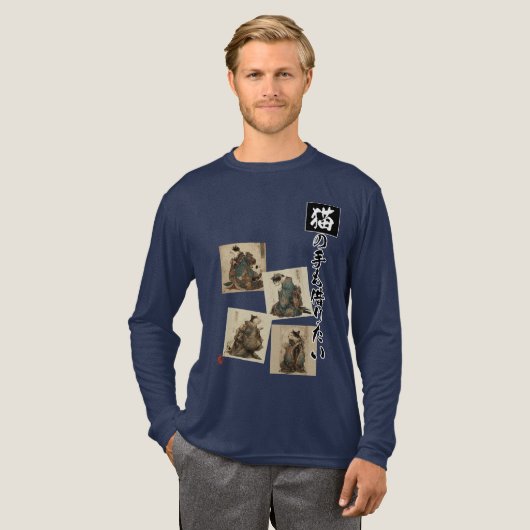 "Even a Cat's Paws" Japanese Cat Art Tri-Blend Shirt (Volle Vorderseite)