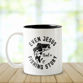 Even Jesus Had a Fishing Story Funny Fishing Zweifarbige Tasse