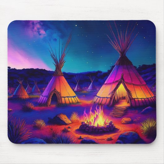 Evening Fire At The Indian Village Mousepad (Vorne)