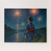 Evening Fireworks and Yukata by the Riverside Puzzle (Horizontal)