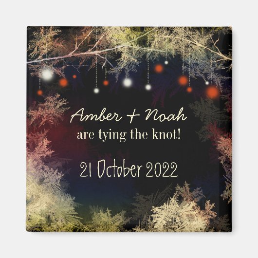 Evening Garden String Lights Wedding Save the Date Magnet (Vorne)