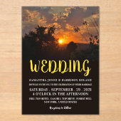 Evening Sunset Scene, Rustic Wedding Acryleinladungen (Vorderseite)