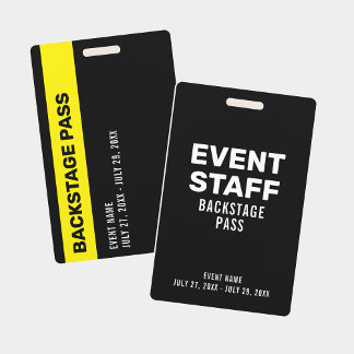 Event Backstage Pass Event-Mitarbeiter Black ID-Ab Ausweis