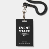 Event Backstage Pass Event-Mitarbeiter Black ID-Ab Ausweis (Vorderseite mit Lanyard)