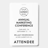 Event Badge 4x6 | Conference Schedule QR Code Pass Ausweis (Vorderseite)