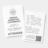 Event Badge 4x6 | Conference Schedule QR Code Pass Ausweis (Vorder- & Rückseite)