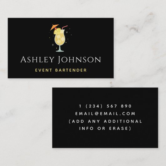 Event Barkeeper Tropischer Exotischer Ananas Cockt Visitenkarte (Vorne/Hinten)