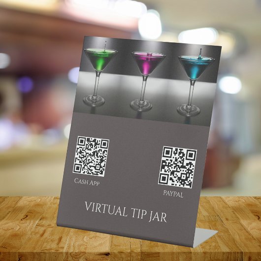 Event-Barkeeper Virtual Tipp Jar Tabletop-Signatur Sockelschild