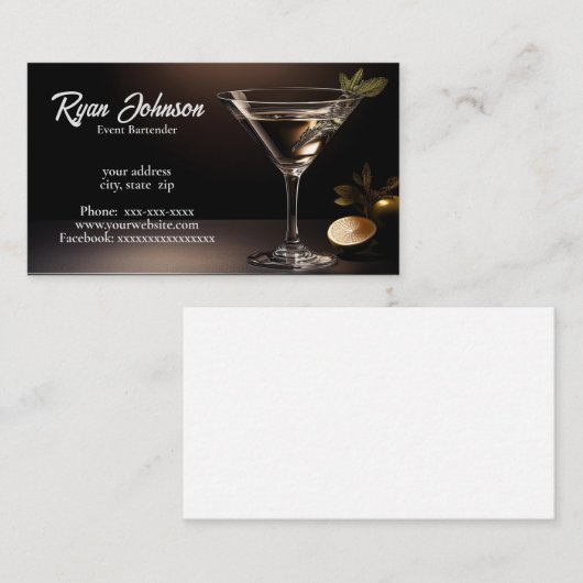 Event-Barkeeper Visitenkarte (Vorne/Hinten)