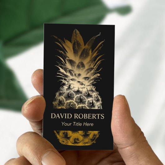 Event Catering Moderne Black & Gold Ananas Visitenkarte