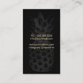 Event Catering Moderne Black & Gold Ananas Visitenkarte (Rückseite)