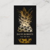 Event Catering Moderne Black & Gold Ananas Visitenkarte (Vorderseite)