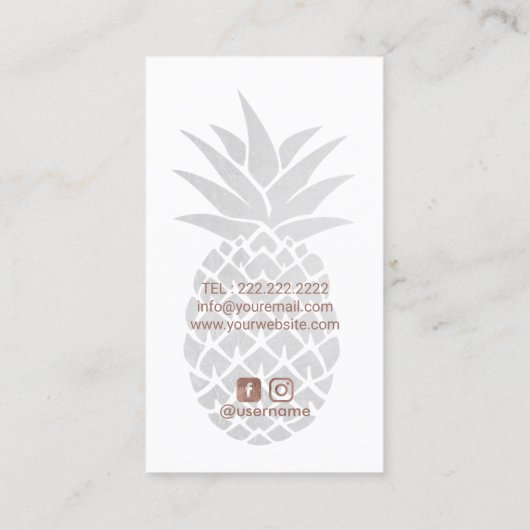 Event Catering Rose Gold Ananas Persönlicher Koch Visitenkarte (Rückseite)