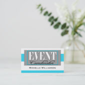 Event Coordinator Ticket Aqua Blue Business Cards (Stehend Vorderseite)