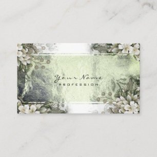 Event Floral Mint Green Gold White Gold Metallic Visitenkarte
