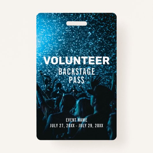 Event Foto Backstage Pass Event Volunteer Ausweis (Vorderseite)
