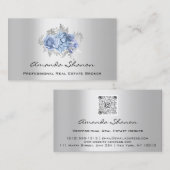 Event-Hochzeitsplaner Floral Blue GrayLogo QRCODE Visitenkarte (Vorne/Hinten)