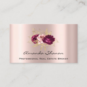 Event Hochzeitsplaner Florals Rose Marsala QR Code Visitenkarte