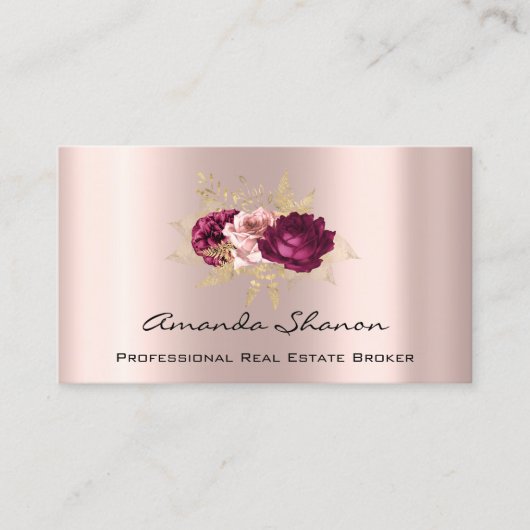 Event Hochzeitsplaner Florals Rose Marsala QR Code Visitenkarte (Vorderseite)
