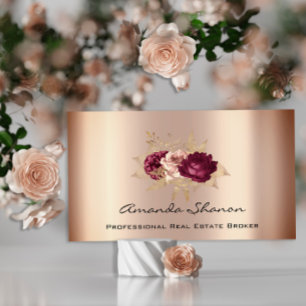 Event Hochzeitsplaner Foral Rose Gold QR Code Visitenkarte