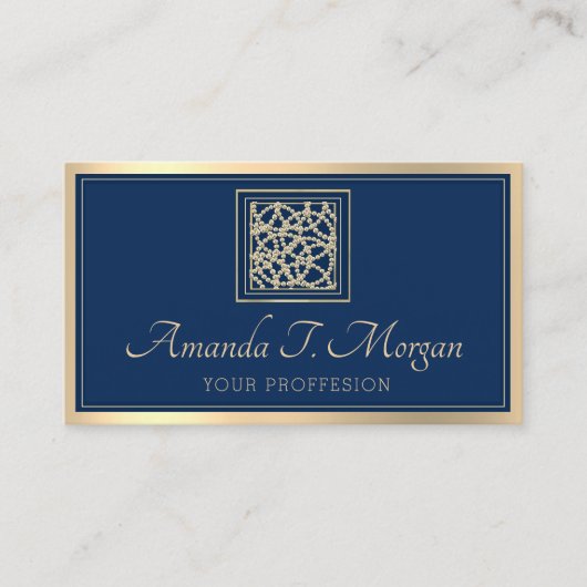 Event Hochzeitsplaner Gold Frame Fashion Blue Navy Visitenkarte (Vorderseite)