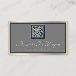 Event Hochzeitsplaner Gold Frame Gray Blue Navy Visitenkarte