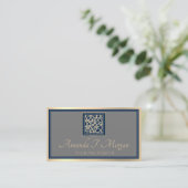 Event Hochzeitsplaner Gold Frame Gray Blue Navy Visitenkarte (Stehend Vorderseite)