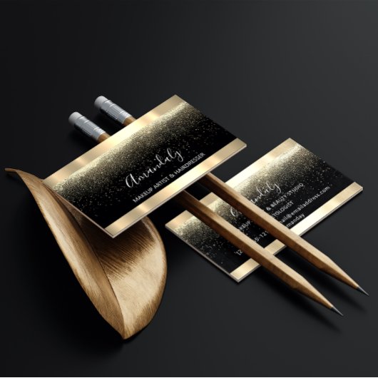 Event Hochzeitsplaner Makeup Artist Black Gold VIP Visitenkarte