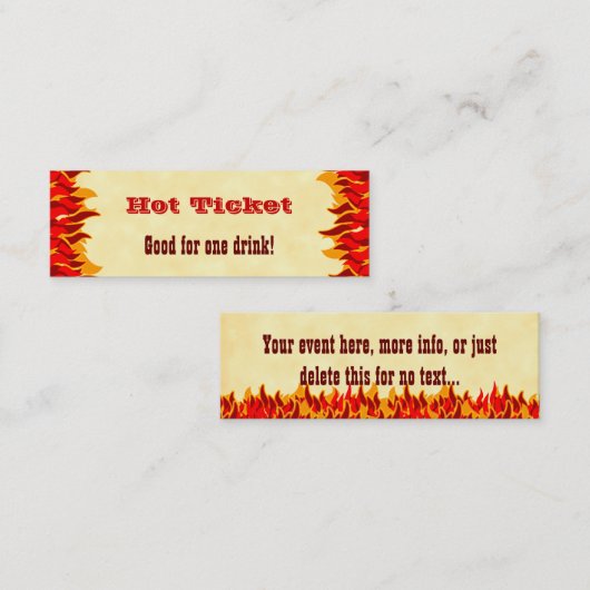 Event Hot Ticket Kostenloses Getränk Rote Flammen (Vorne/Hinten)