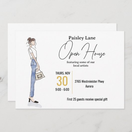 Event Invitation for open house or other Einladung (Vorne/Hinten)