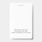 Event-Logo QR-Code Gast-Pass-Name jedes Color-Abze Ausweis (Rückseite)