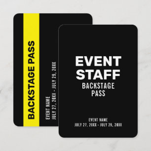 Event-Mitarbeiter Backstage-Pass 3,5" x 5" ID-Ausw Einladung