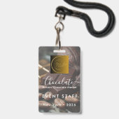 Event-Mitarbeiter-Foto-Qr-Code-Logo-Schokoladenfes Ausweis (Vorderseite mit Lanyard)