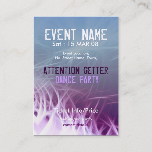 EVENT PARTY miniFLYER #08 Visitenkarte (Vorderseite)