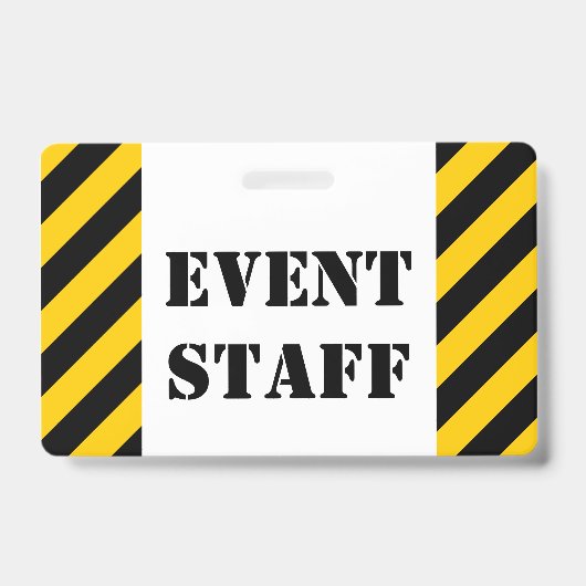 "EVENT PERSONAL" + Abzeichen "Black & Yellow Strip Ausweis (Vorderseite)