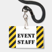 "EVENT PERSONAL" + Abzeichen "Black & Yellow Strip Ausweis (Rückseite mit Lanyard)