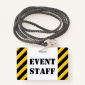 "EVENT PERSONAL" + Abzeichen "Black & Yellow Strip Ausweis (Rückseite mit Schlüsselband)