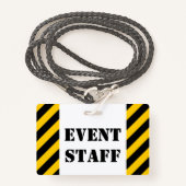"EVENT PERSONAL" + Abzeichen "Black & Yellow Strip Ausweis (Vorderseite mit Schlüsselband)