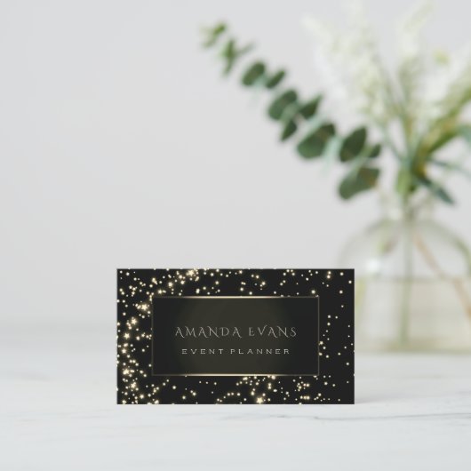 Event Planer Black Frame Stars Gold Sparkasse Sepi Visitenkarte (Stehend Vorderseite)