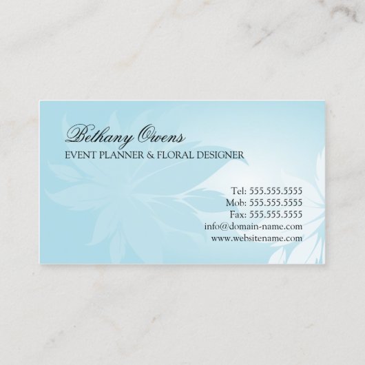 Event-Planer-Blumendesigner Visitenkarte (Rückseite)