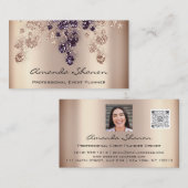 Event-Planer Couch QrCode Foto Logo-Rose Gold Visitenkarte (Vorne/Hinten)