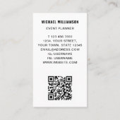 Event-Planer - farbenfrohe QR-Code-Visitenkarte Visitenkarte (Rückseite)